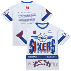 Mitchell & Ness - Philadelphia 76ers Unisex Hardwood Classics Vintage Team Origins Premium T-Shirt - White