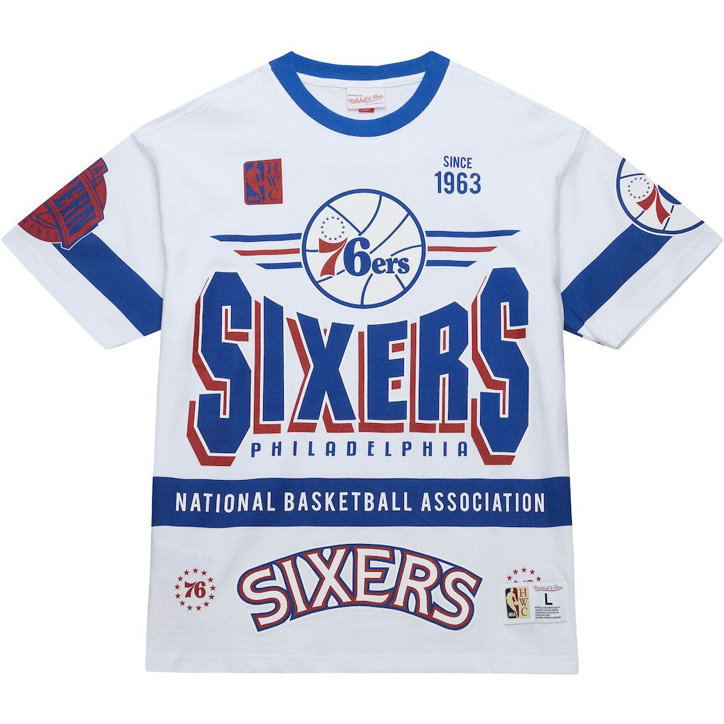 Mitchell & Ness - Philadelphia 76ers Unisex Hardwood Classics Vintage Team Origins Premium T-Shirt - White