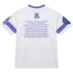Mitchell & Ness - Milwaukee Bucks Unisex Hardwood Classics Vintage Team Origins Premium T-Shirt - White