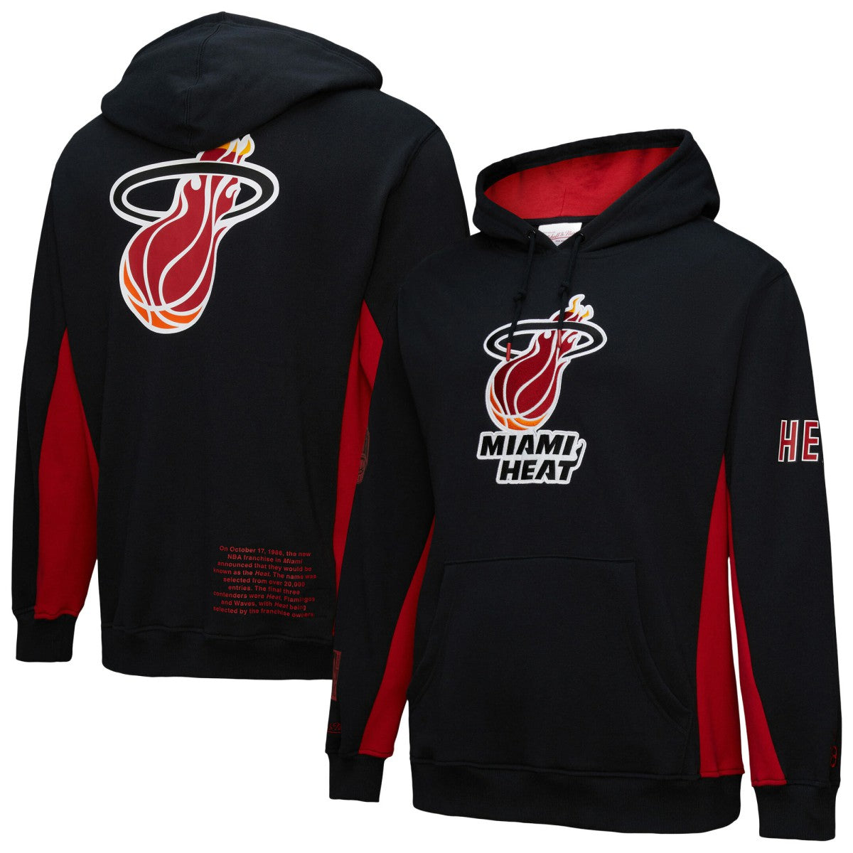 Mitchell & Ness - Miami Heat Hardwood Classics Team Origins Fleece Pullover Hoodie - Black