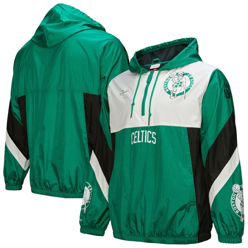 Mitchell & Ness - Boston Celtics Hardwood Classics Team Origins Anorak Quarter-Zip Windbreaker Jacket - Kelly Green