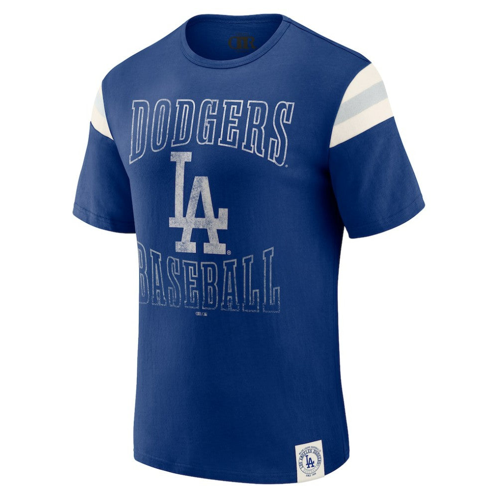 Los Angeles Dodgers Darius Rucker Collection by Fanatics Distressed Sleeve Stripe T-Shirt On Sale