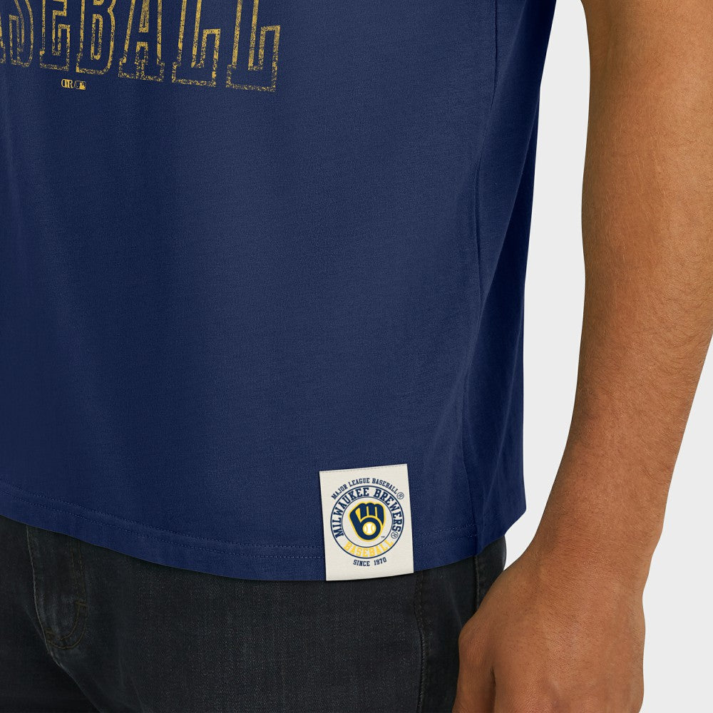 Milwaukee Brewers Darius Rucker Collection by Fanatics Distressed Sleeve Stripe T-Shirt Sale
