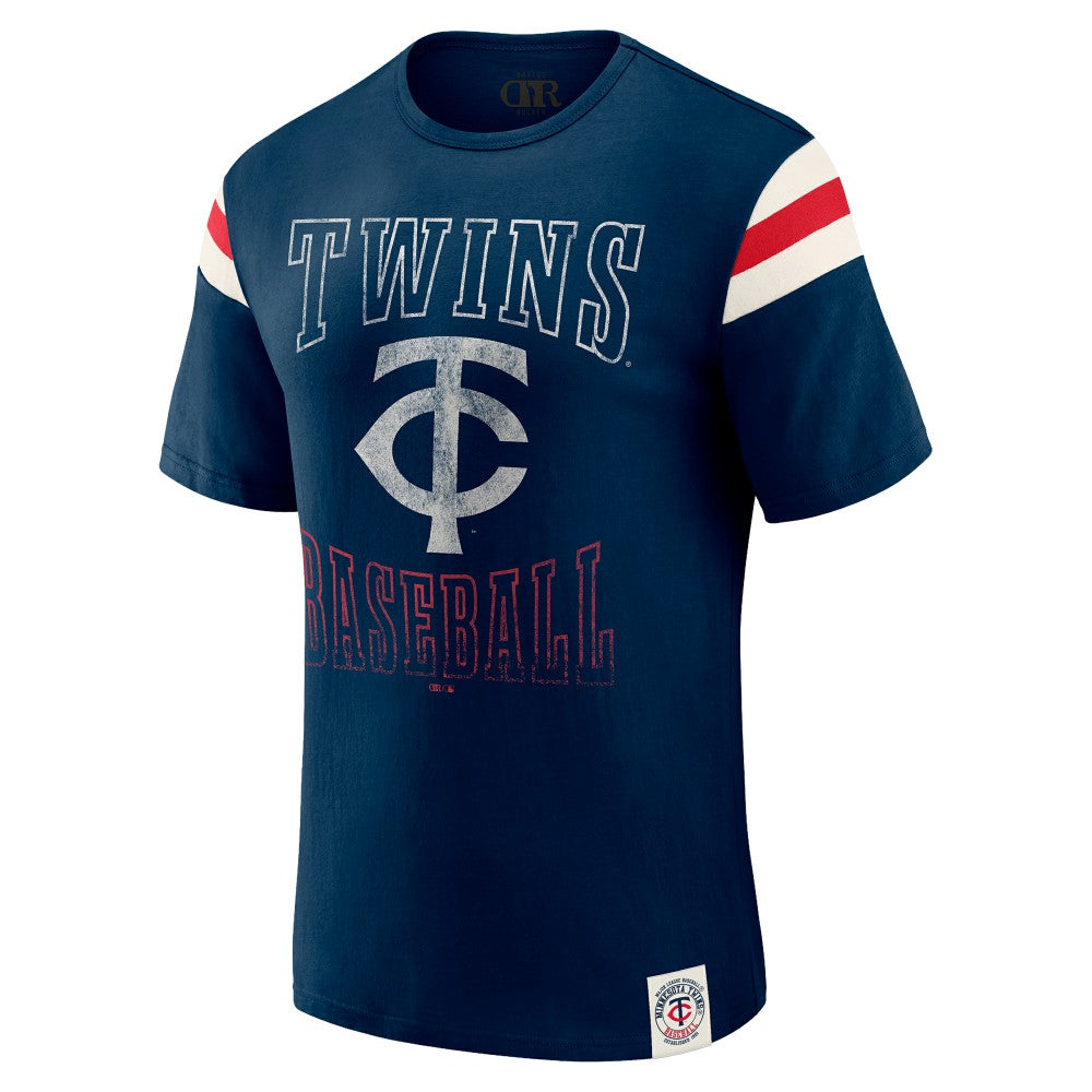 Minnesota Twins Darius Rucker Collection by Fanatics Distressed Sleeve Stripe T-Shirt On Sale