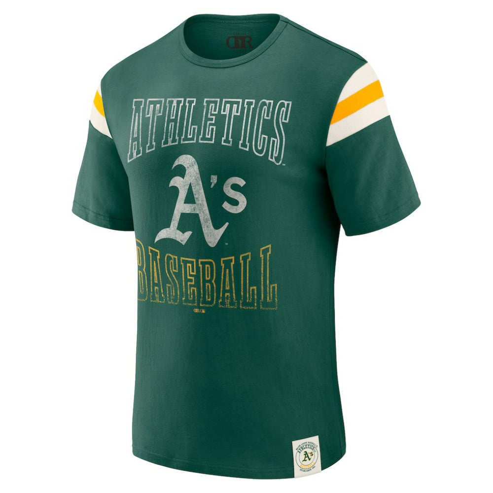 Athletics Darius Rucker Collection by Fanatics Distressed Sleeve Stripe T-Shirt On Sale