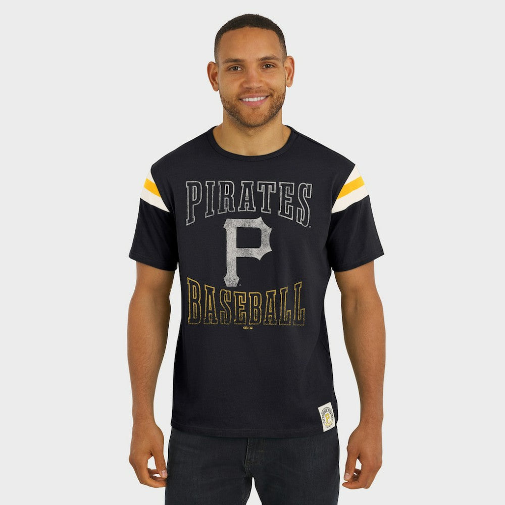 Pittsburgh Pirates Darius Rucker Collection by Fanatics Distressed Sleeve Stripe T-Shirt Online