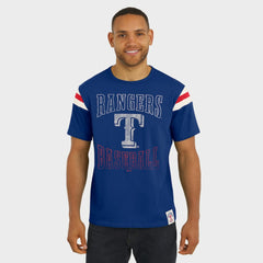 Texas Rangers Darius Rucker Collection by Fanatics Distressed Sleeve Stripe T-Shirt Clearance