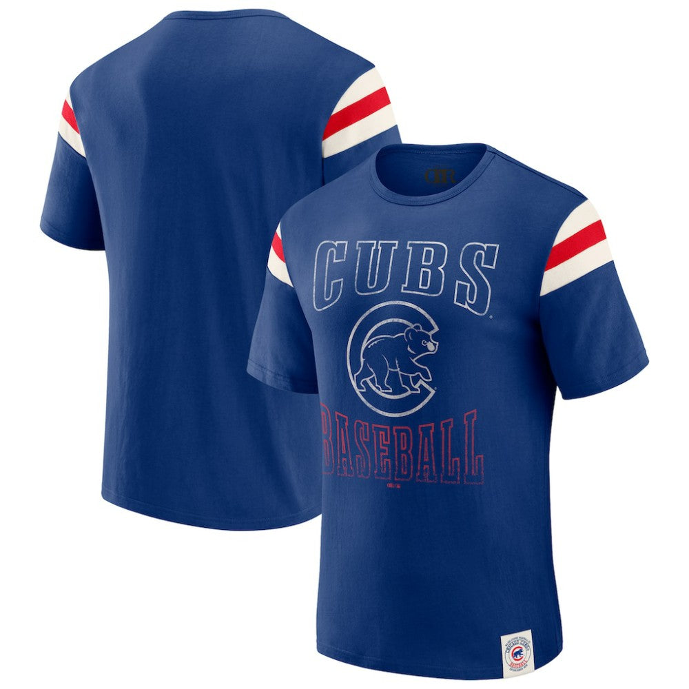 Chicago Cubs Darius Rucker Collection by Fanatics Distressed Sleeve Stripe T-Shirt Clearance