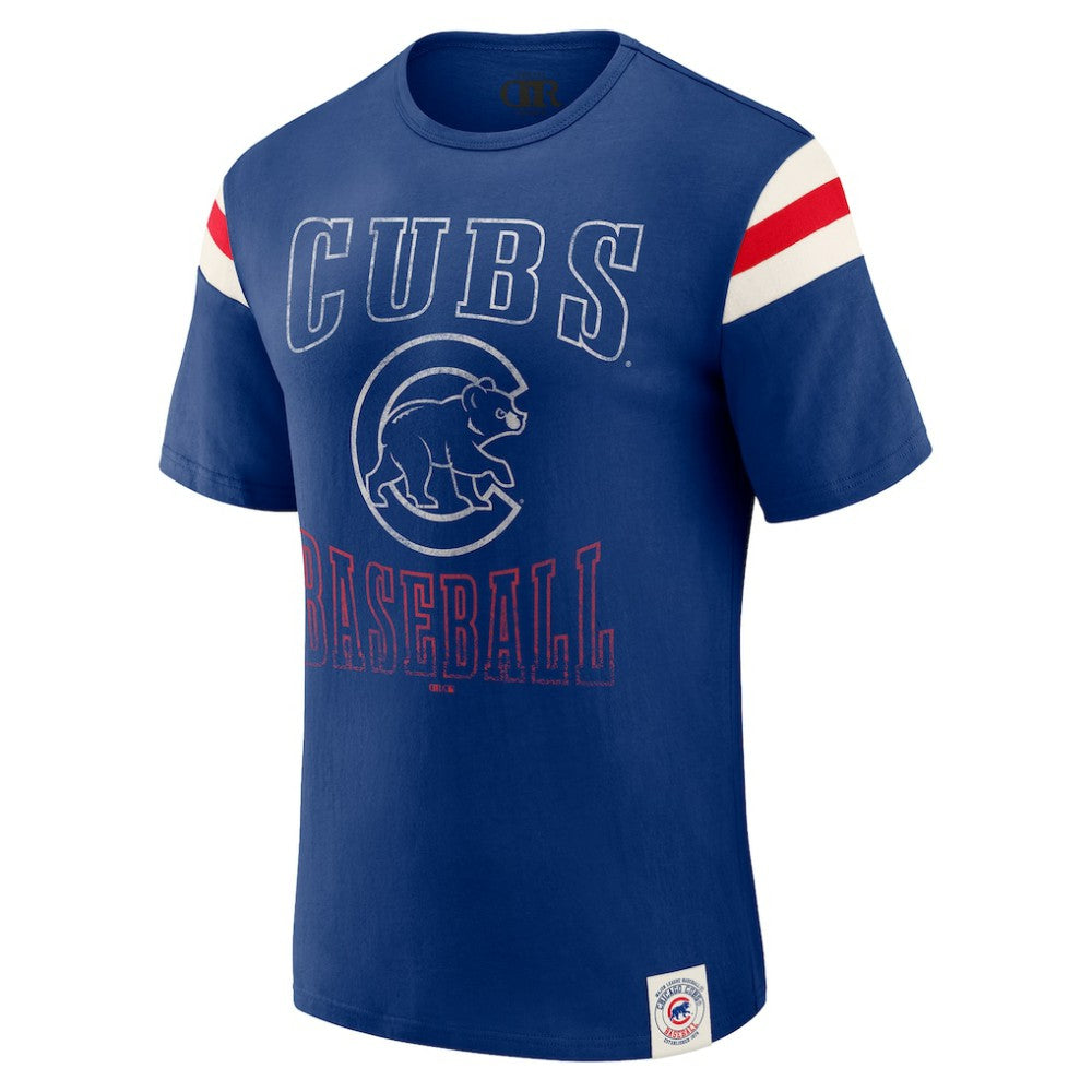 Chicago Cubs Darius Rucker Collection by Fanatics Distressed Sleeve Stripe T-Shirt Clearance