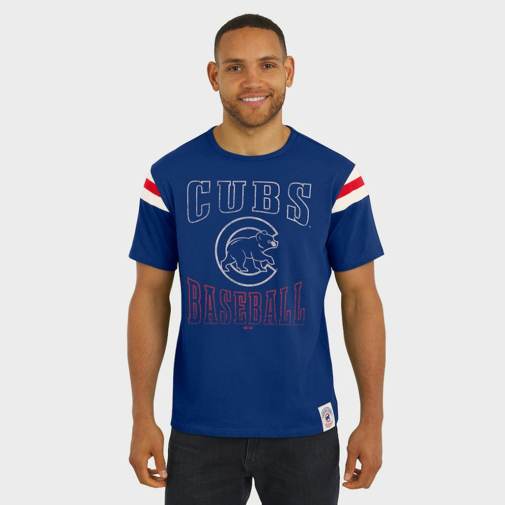 Chicago Cubs Darius Rucker Collection by Fanatics Distressed Sleeve Stripe T-Shirt Clearance
