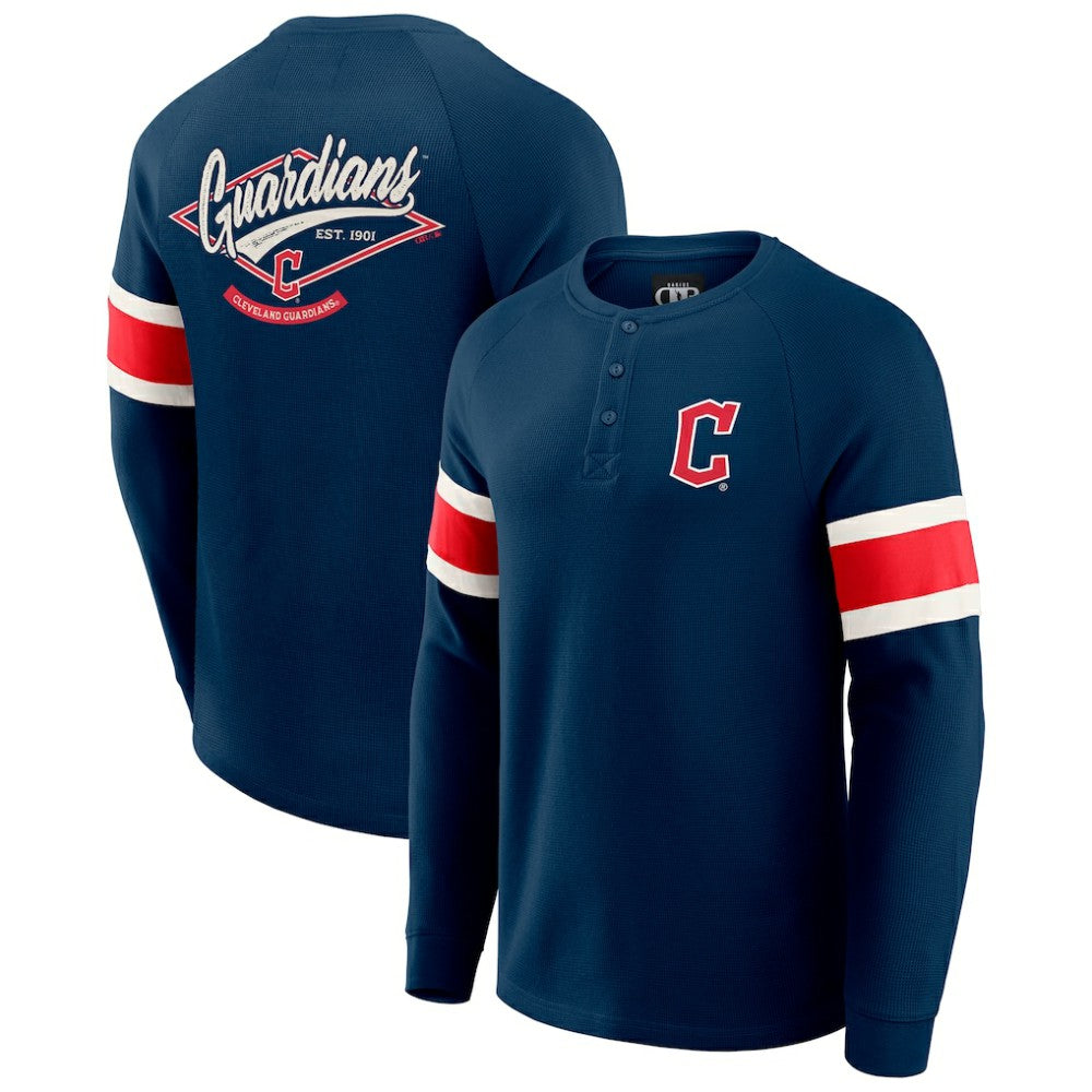 Cleveland Guardians Darius Rucker Collection by Fanatics Waffle-Knit Raglan Long Sleeve Henley T-Shirt On Sale