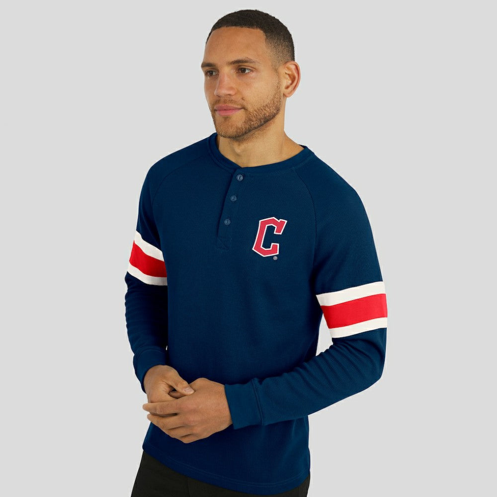 Cleveland Guardians Darius Rucker Collection by Fanatics Waffle-Knit Raglan Long Sleeve Henley T-Shirt On Sale