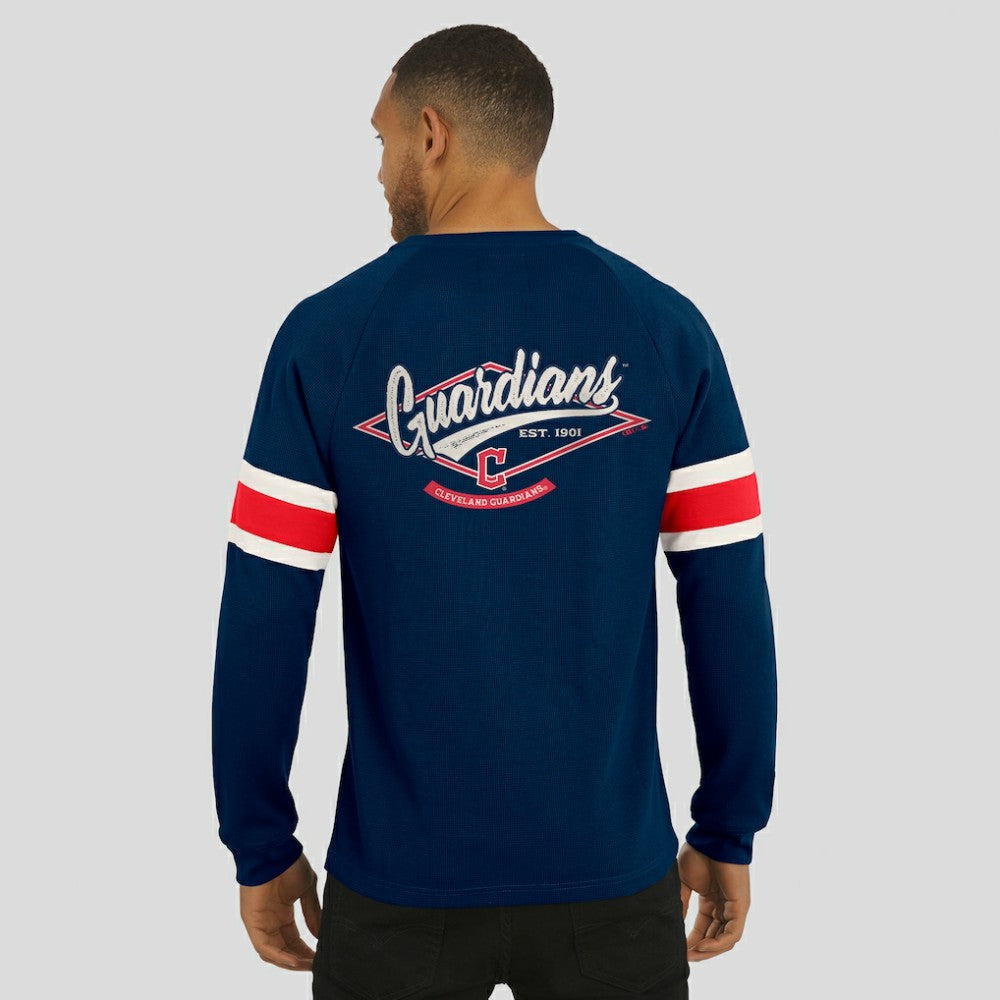 Cleveland Guardians Darius Rucker Collection by Fanatics Waffle-Knit Raglan Long Sleeve Henley T-Shirt On Sale
