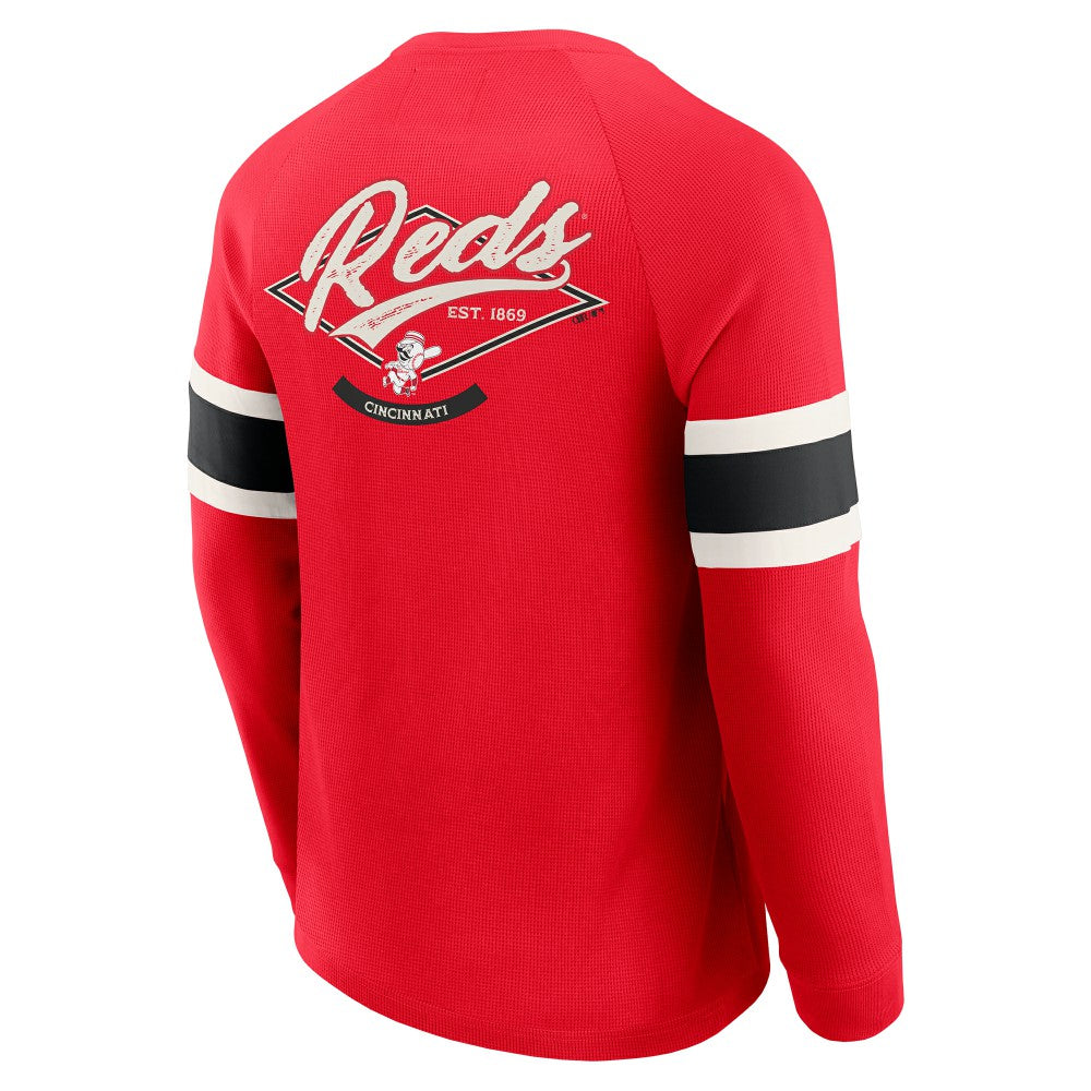 Cincinnati Reds Darius Rucker Collection by Fanatics Waffle-Knit Raglan Long Sleeve Henley T-Shirt Sale