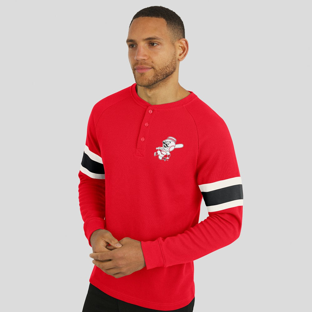 Cincinnati Reds Darius Rucker Collection by Fanatics Waffle-Knit Raglan Long Sleeve Henley T-Shirt Sale