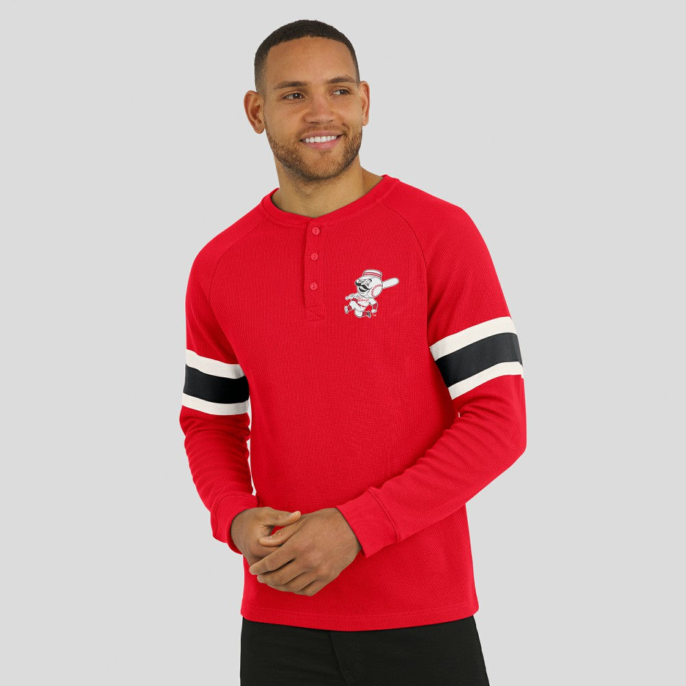 Cincinnati Reds Darius Rucker Collection by Fanatics Waffle-Knit Raglan Long Sleeve Henley T-Shirt Sale
