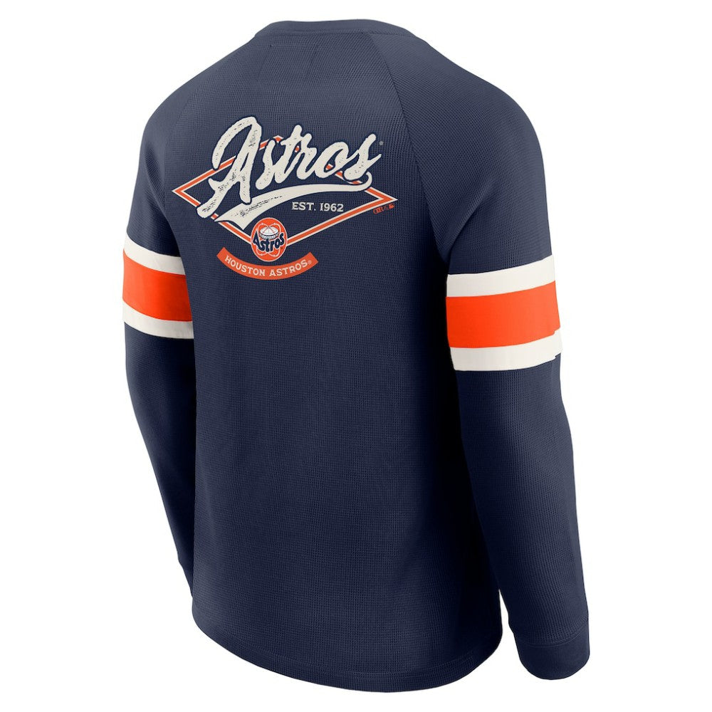 Houston Astros Darius Rucker Collection by Fanatics Waffle-Knit Raglan Long Sleeve Henley T-Shirt Lifestyle