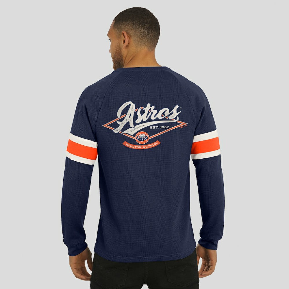Houston Astros Darius Rucker Collection by Fanatics Waffle-Knit Raglan Long Sleeve Henley T-Shirt Lifestyle
