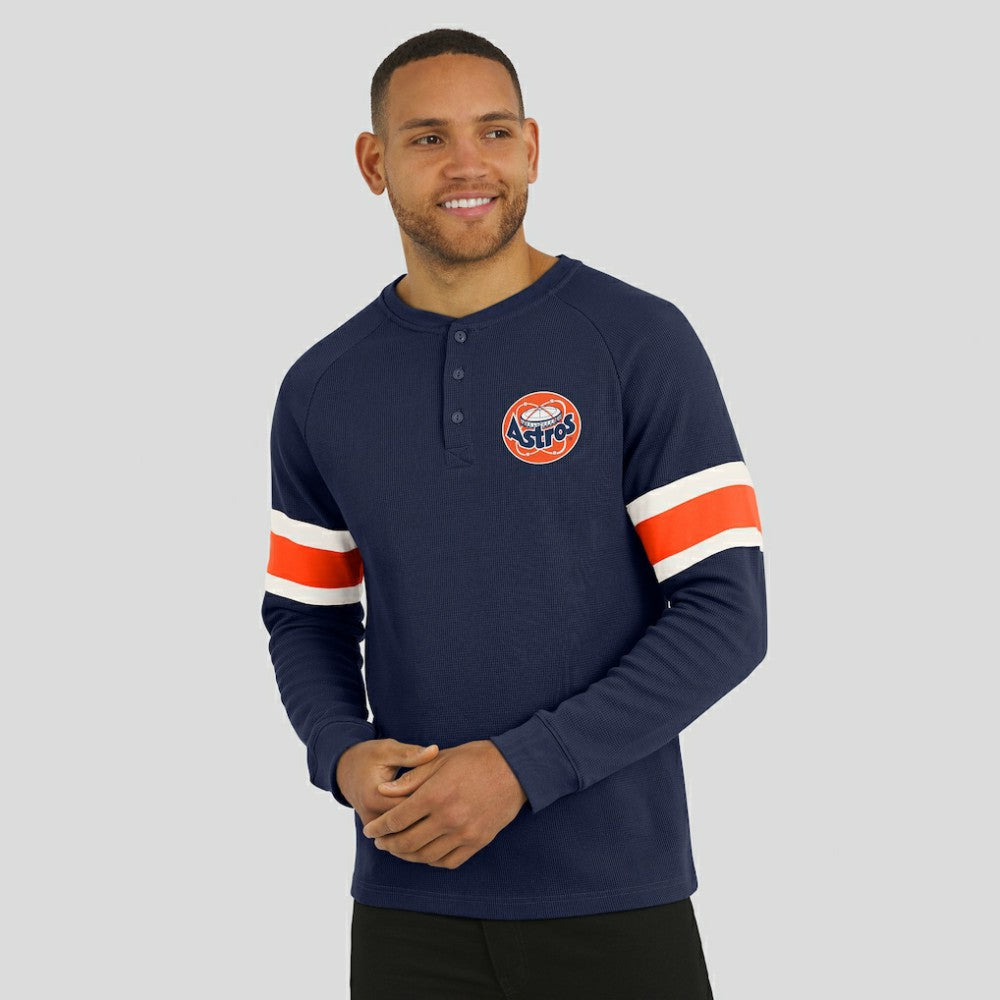 Houston Astros Darius Rucker Collection by Fanatics Waffle-Knit Raglan Long Sleeve Henley T-Shirt Lifestyle