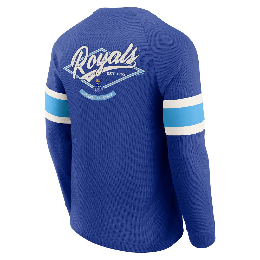 Kansas City Royals Darius Rucker Collection by Fanatics Waffle-Knit Raglan Long Sleeve Henley T-Shirt Sale