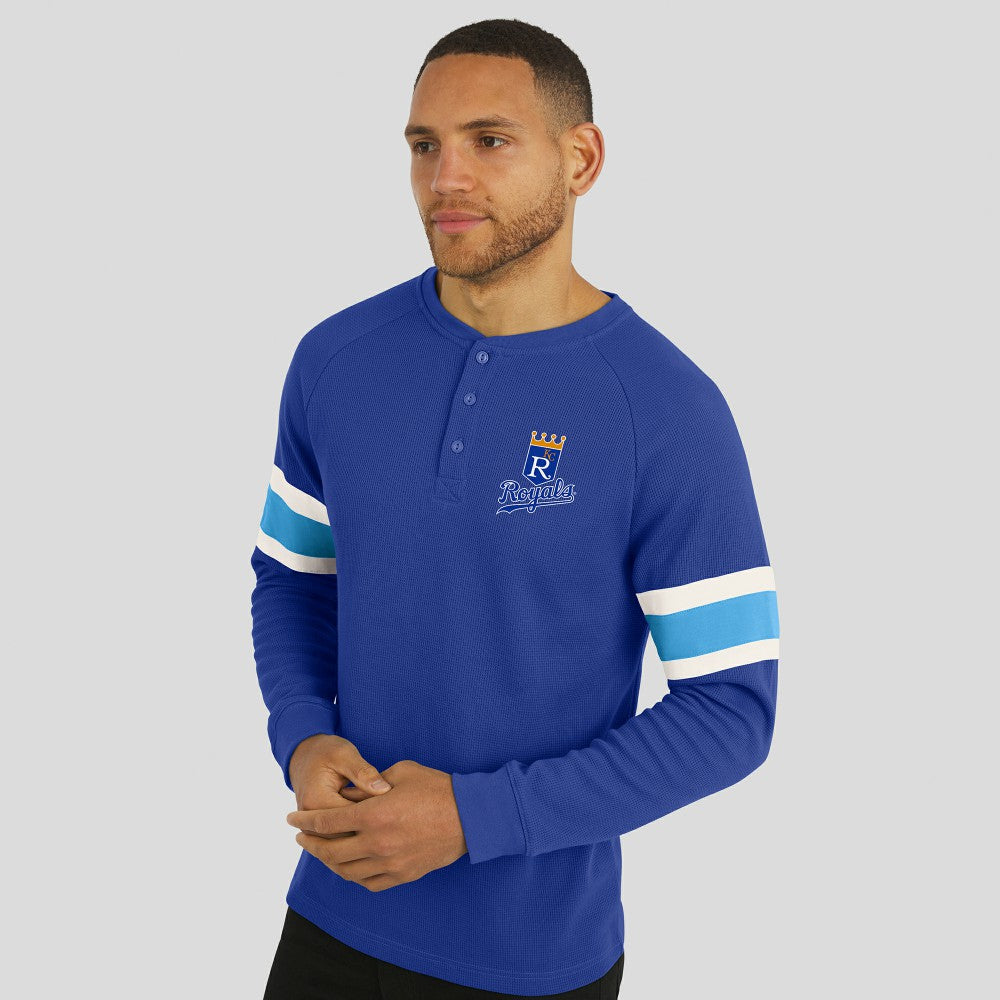 Kansas City Royals Darius Rucker Collection by Fanatics Waffle-Knit Raglan Long Sleeve Henley T-Shirt Sale
