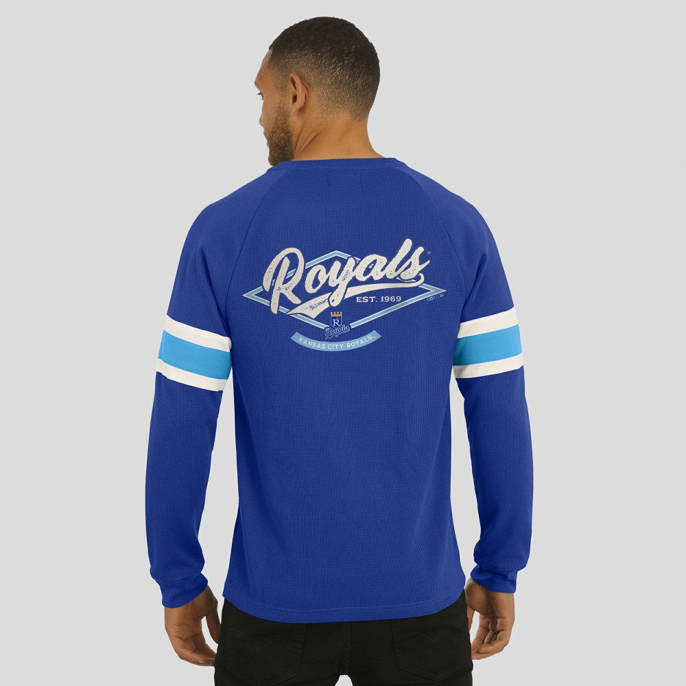 Kansas City Royals Darius Rucker Collection by Fanatics Waffle-Knit Raglan Long Sleeve Henley T-Shirt Sale