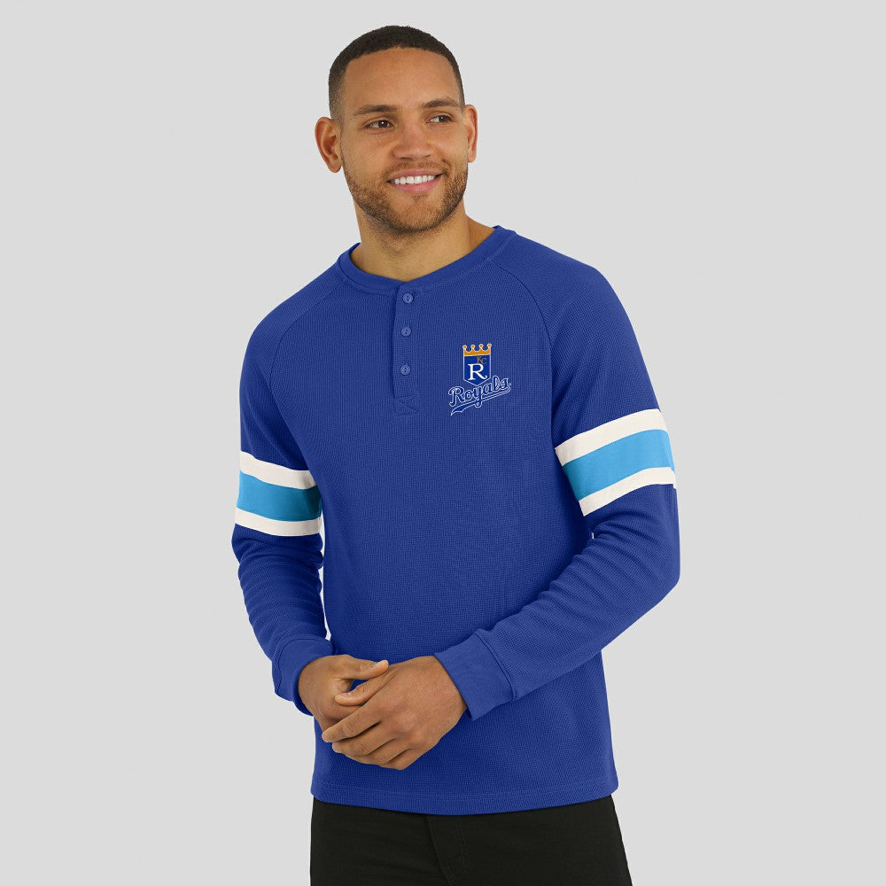 Kansas City Royals Darius Rucker Collection by Fanatics Waffle-Knit Raglan Long Sleeve Henley T-Shirt Sale