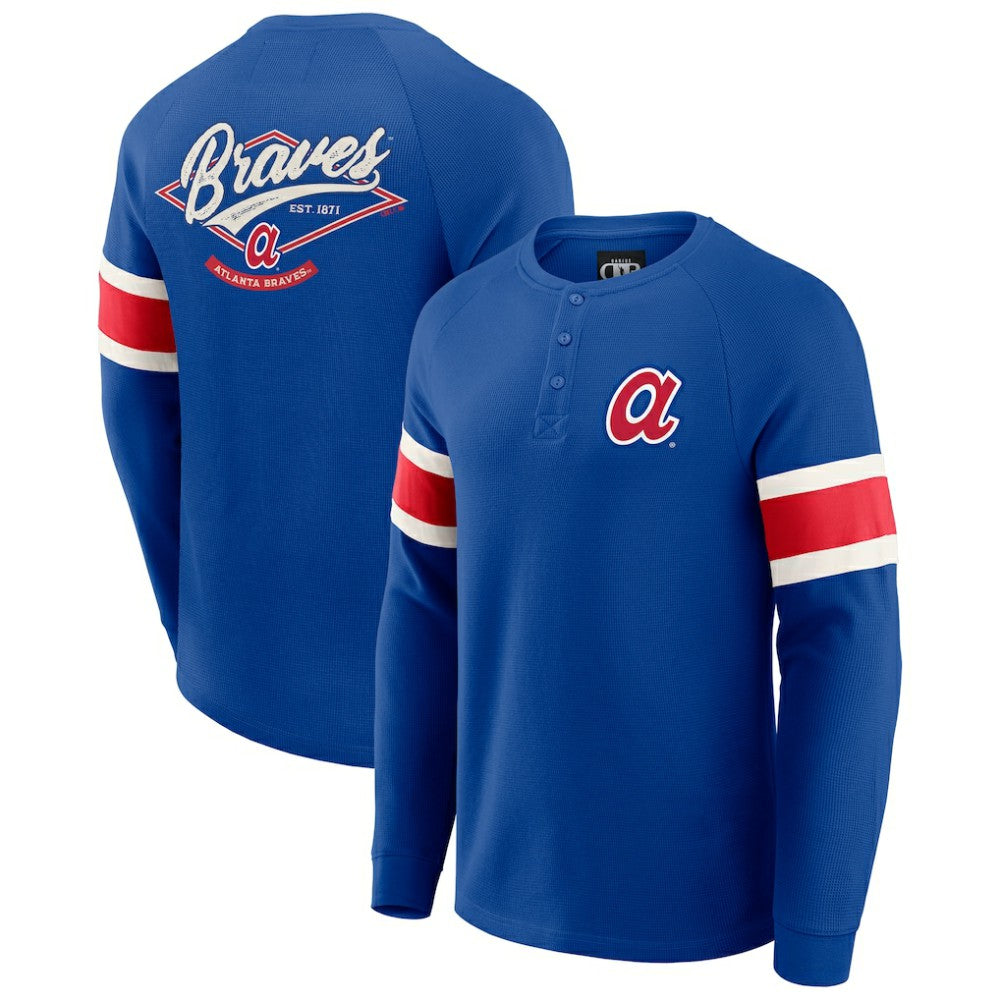 Atlanta Braves Darius Rucker Collection by Fanatics Waffle-Knit Raglan Long Sleeve Henley T-Shirt discount