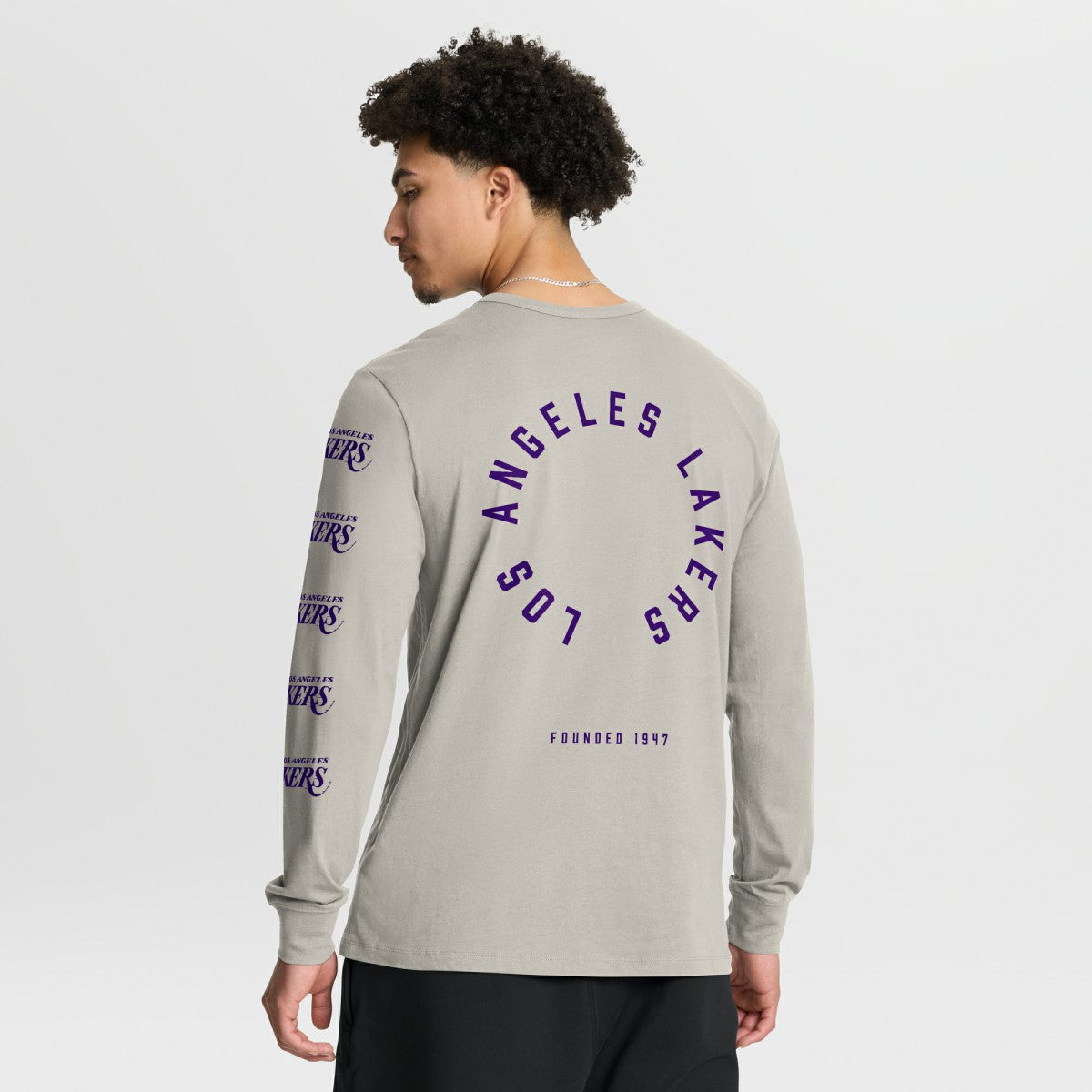 Fanatics - Los Angeles Lakers Crossover Collection Ball Screen Action Premium Long Sleeve T-Shirt - Cream