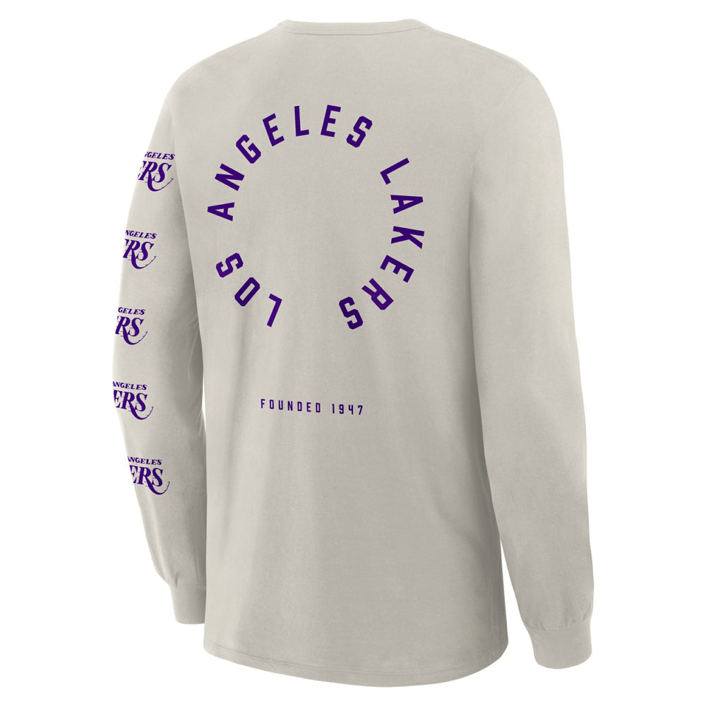Fanatics - Los Angeles Lakers Crossover Collection Ball Screen Action Premium Long Sleeve T-Shirt - Cream
