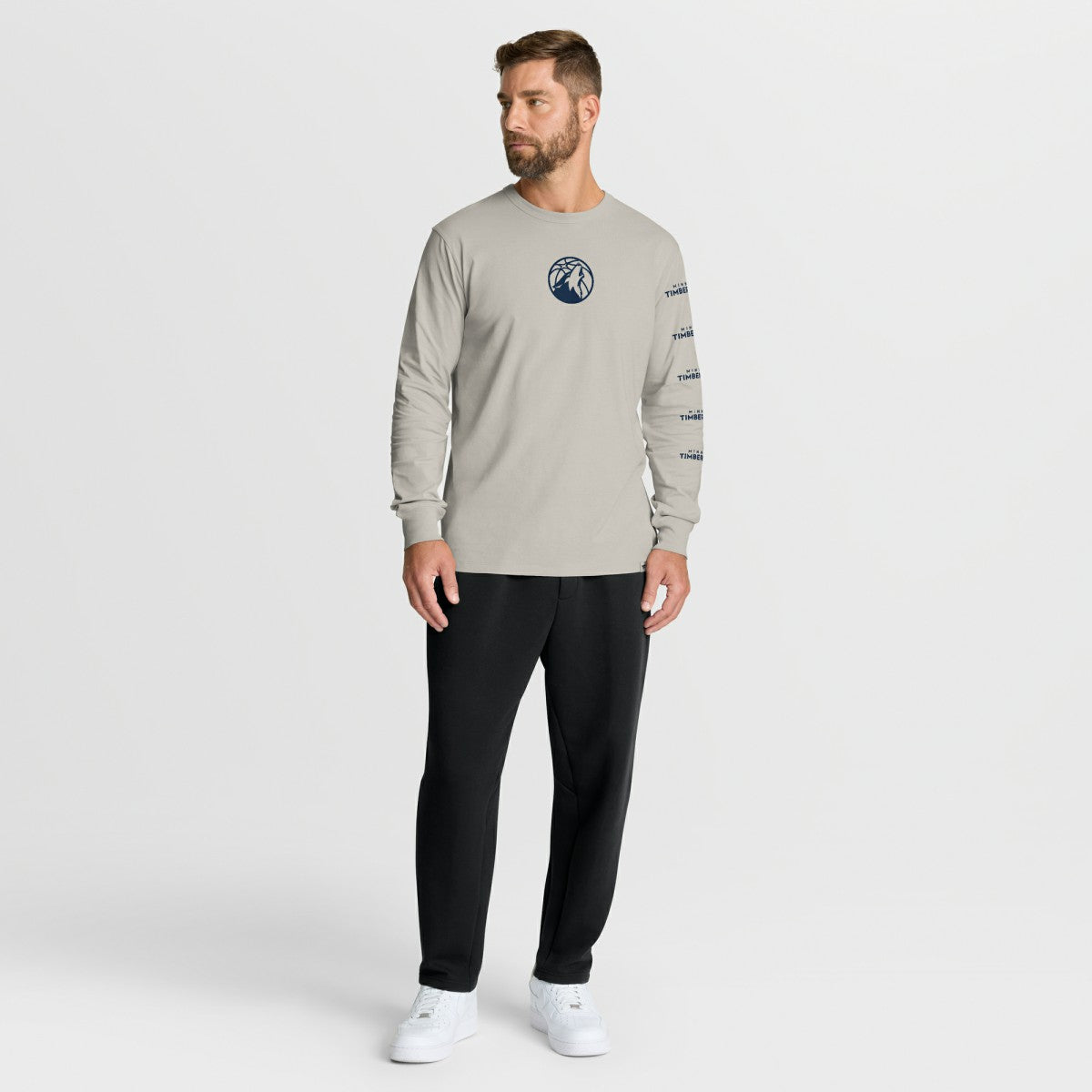 Fanatics - Minnesota Timberwolves Crossover Collection Ball Screen Action Premium Long Sleeve T-Shirt - Cream