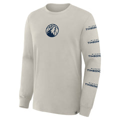 Fanatics - Minnesota Timberwolves Crossover Collection Ball Screen Action Premium Long Sleeve T-Shirt - Cream