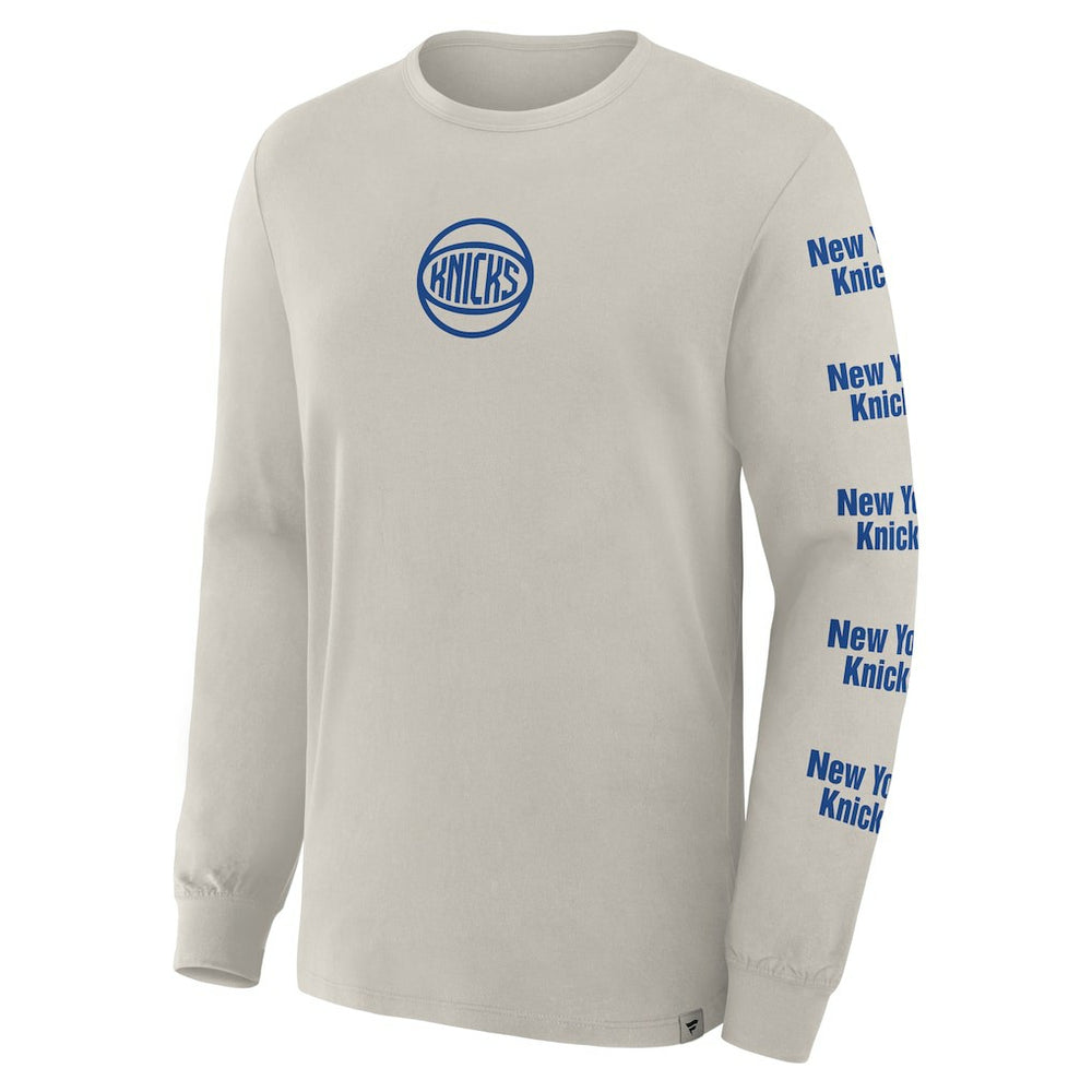 Fanatics - New York Knicks Crossover Collection Ball Screen Action Premium Long Sleeve T-Shirt - Cream