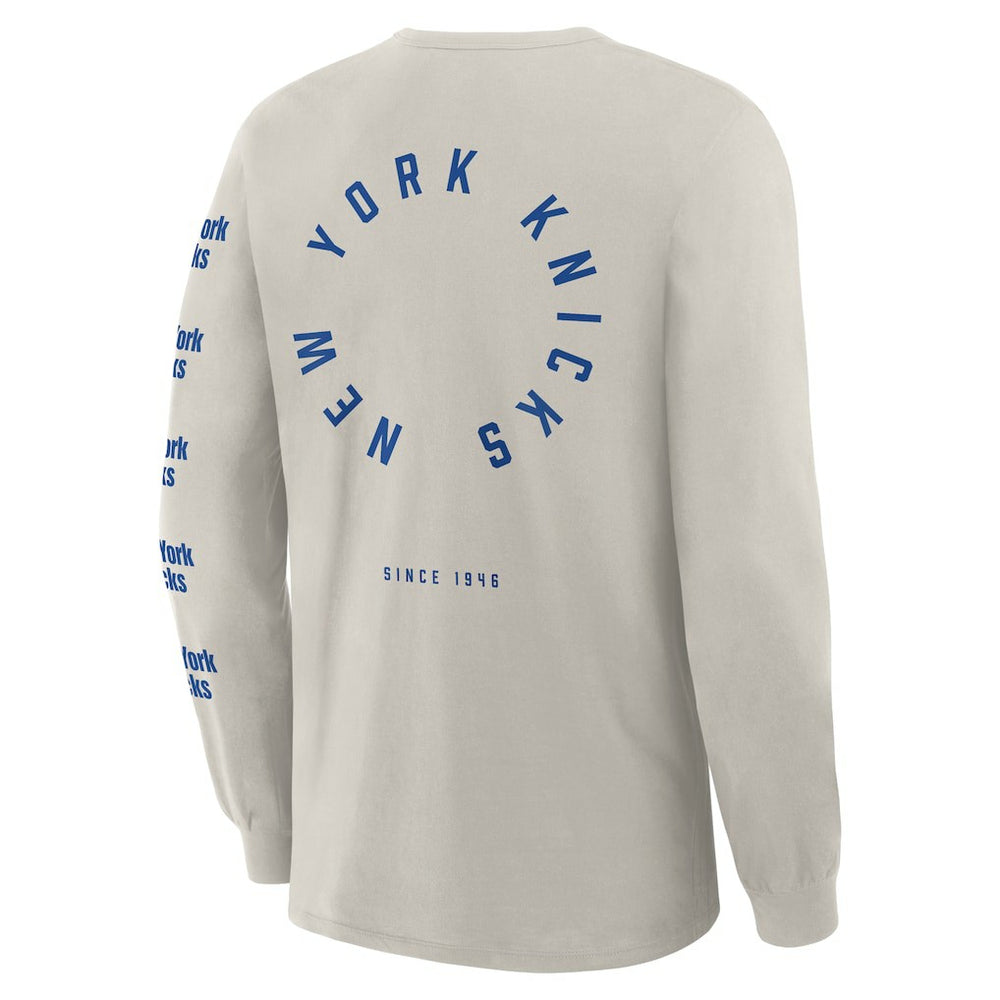 Fanatics - New York Knicks Crossover Collection Ball Screen Action Premium Long Sleeve T-Shirt - Cream