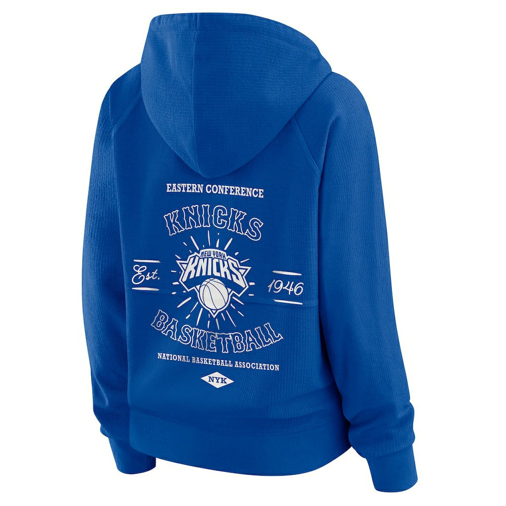 NBA - New York Knicks WEAR by Erin Andrews Women's Vintage Full-Zip Raglan Hoodie - Royal
