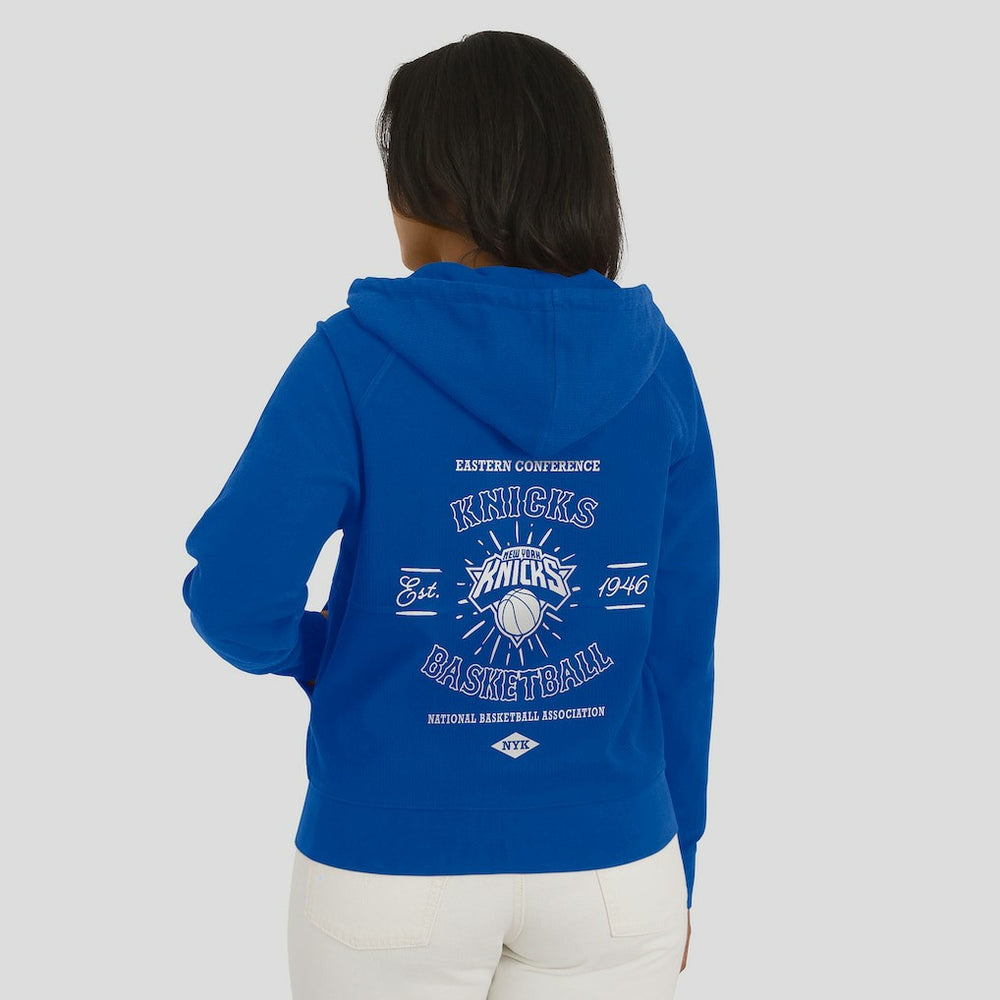 NBA - New York Knicks WEAR by Erin Andrews Women's Vintage Full-Zip Raglan Hoodie - Royal