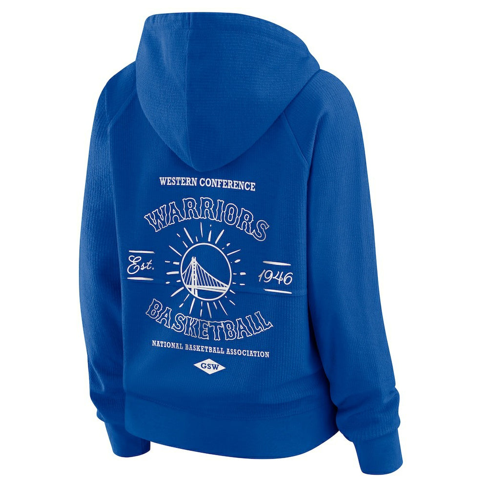 NBA - Golden State Warriors WEAR by Erin Andrews Women's Vintage Full-Zip Raglan Hoodie - Blue