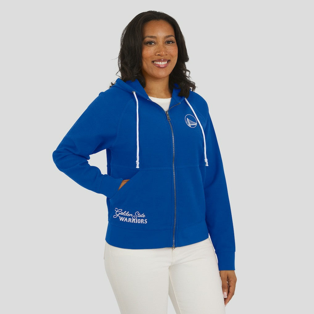 NBA - Golden State Warriors WEAR by Erin Andrews Women's Vintage Full-Zip Raglan Hoodie - Blue