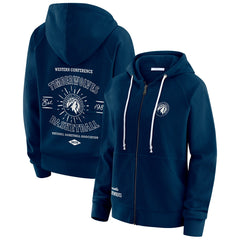 NBA - Minnesota Timberwolves WEAR by Erin Andrews Women's Vintage Full-Zip Raglan Hoodie - Navy