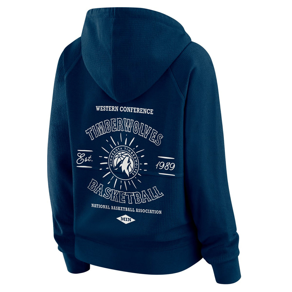 NBA - Minnesota Timberwolves WEAR by Erin Andrews Women's Vintage Full-Zip Raglan Hoodie - Navy