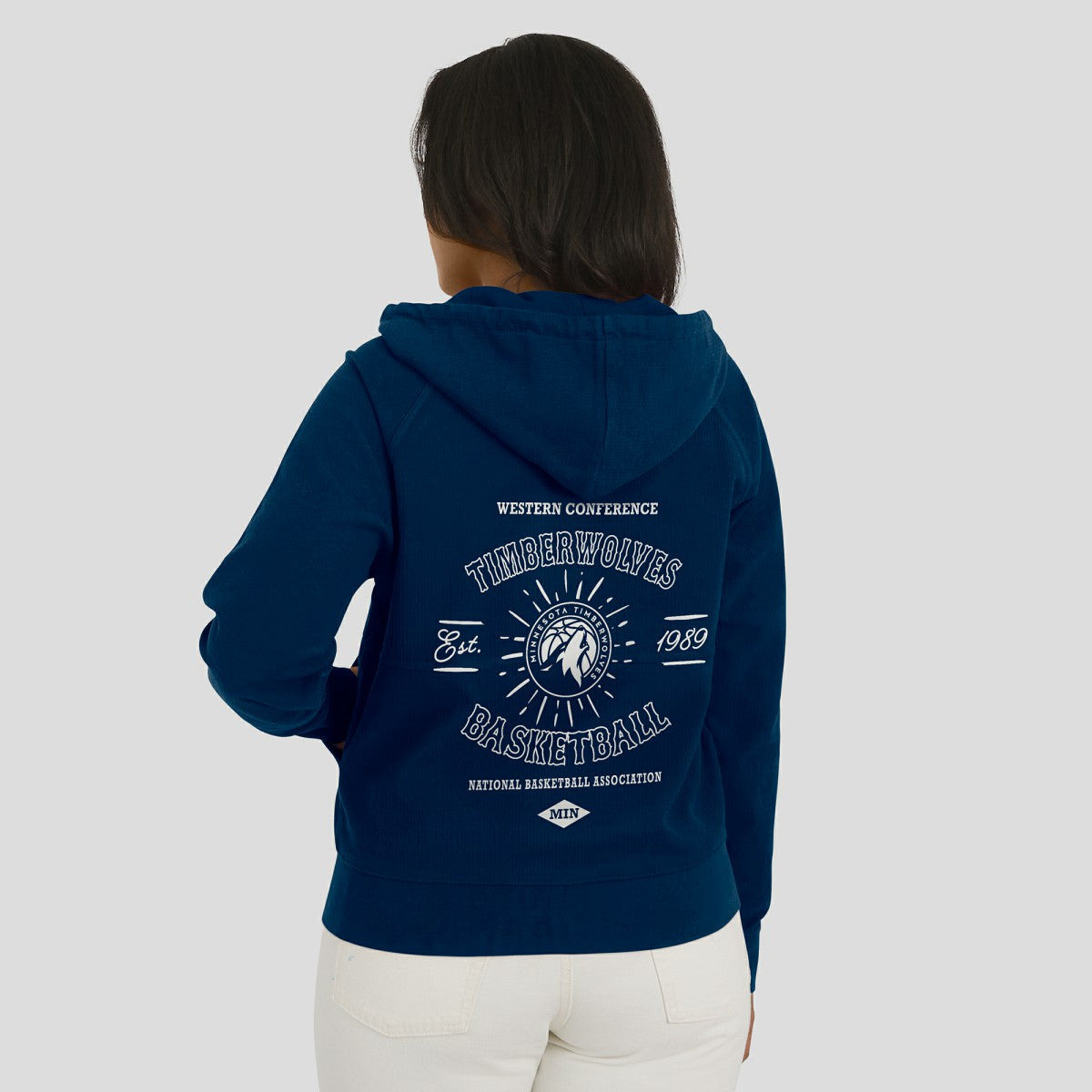 NBA - Minnesota Timberwolves WEAR by Erin Andrews Women's Vintage Full-Zip Raglan Hoodie - Navy