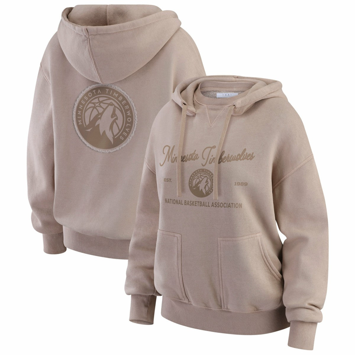 NBA - Minnesota Timberwolves WEAR by Erin Andrews Women's Washed Pullover Crewdie - Tan