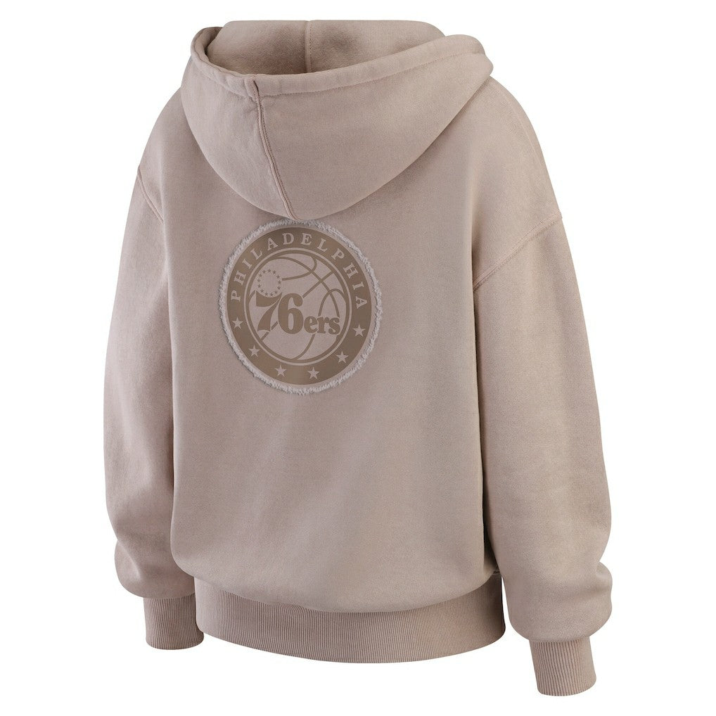 NBA - Philadelphia 76ers WEAR by Erin Andrews Women's Washed Pullover Crewdie - Tan