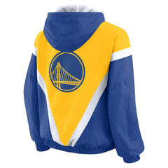NBA - Golden State Warriors WEAR by Erin Andrews Women's Colorblock Full-Zip Hoodie Windbreaker Jacket - Gold/Royal