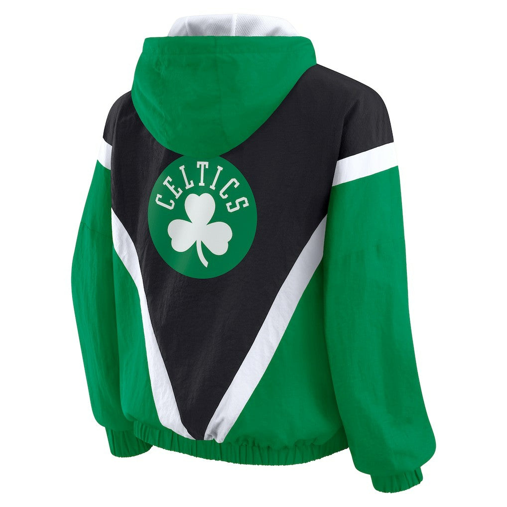 NBA - Boston Celtics WEAR by Erin Andrews Women's Colorblock Full-Zip Hoodie Windbreaker Jacket - Black/Kelly Green