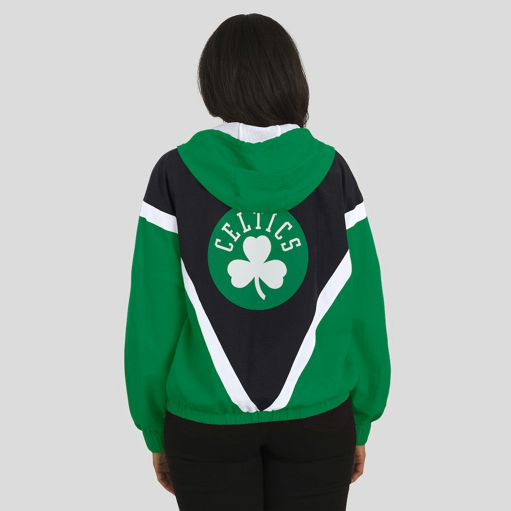 NBA - Boston Celtics WEAR by Erin Andrews Women's Colorblock Full-Zip Hoodie Windbreaker Jacket - Black/Kelly Green