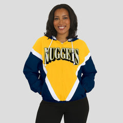 NBA - Denver Nuggets WEAR by Erin Andrews Women's Colorblock Full-Zip Hoodie Windbreaker Jacket - Gold/Navy