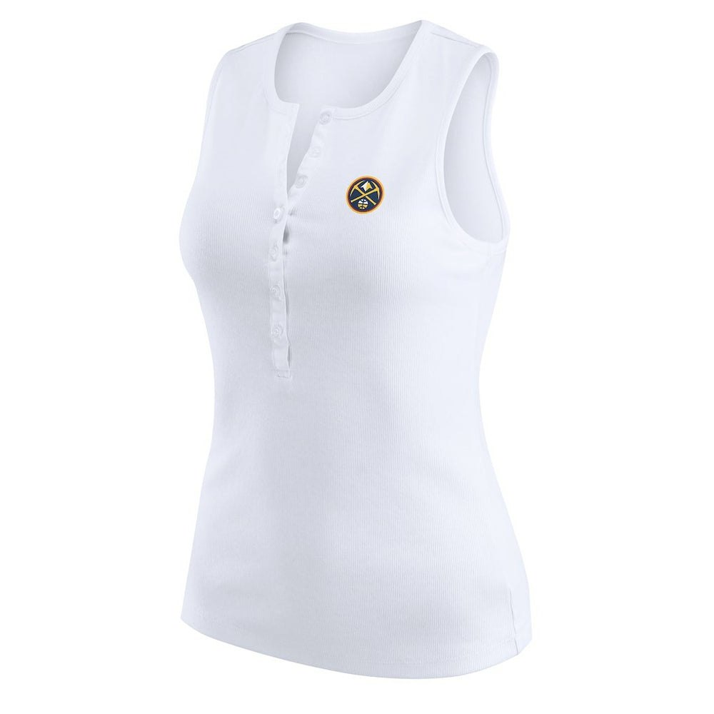 NBA - Denver Nuggets WEAR by Erin Andrews Women's Rib-Knit Henley Tank Top - White
