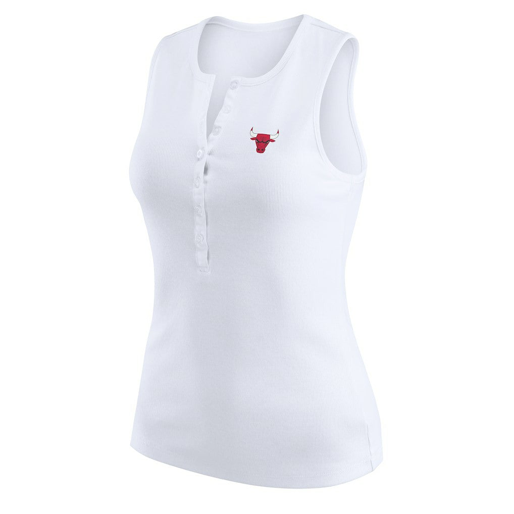 NBA - Chicago Bulls WEAR by Erin Andrews Women's Rib-Knit Henley Tank Top - White