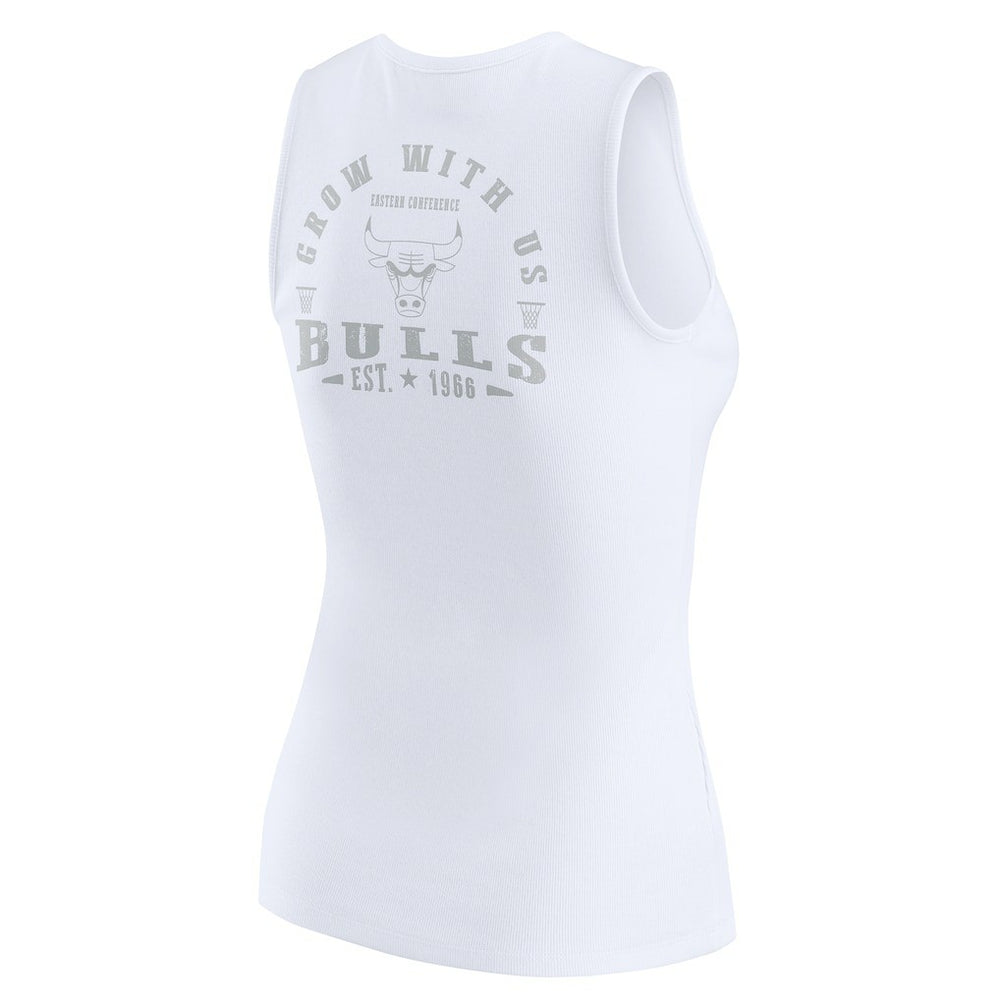 NBA - Chicago Bulls WEAR by Erin Andrews Women's Rib-Knit Henley Tank Top - White